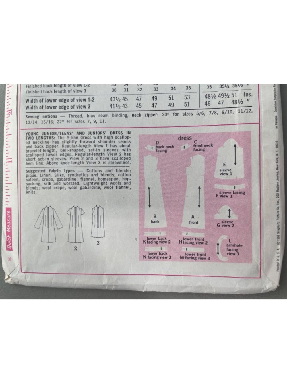 Vintage 60s Simplicity 7938 Sewing Pattern Size 9/10 Dresses In Two Lengths CUT - Picture 3 of 7